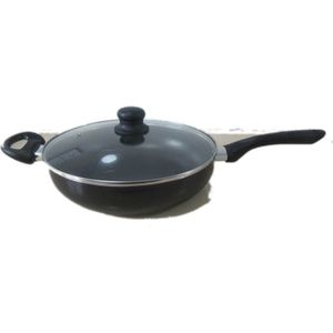 28cm pan diepe wok Aluminium VOLLEDIGE INDUCTIE BODEM antiaanbaklaag Koekenpan Platte bodem Aluminium wok met Deksel