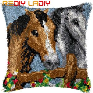 Klink Haak Kits Maken Uw Eigen Kussen Zwart Herten Pre-Gedrukt Canvas Gehaakte Kussensloop Klink Haak Kussenhoes hobby & Ambachten