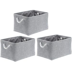 Stof Opbergdoos - Grijs - Opvouwbare Linnen Grote Opbergmanden - Set Van 3