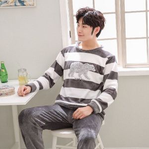 Xizou Paar Pyjama Sets Dikke Warme Winter Flanel Nachtkleding Pyjama Mannen En Vrouwen Comfort Lange Mouwen Pyjama Pak Homewear