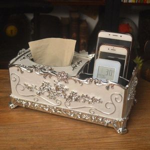 Europese multifunctionele tissue box met afstandsbediening mobiele telefoon opslag thuis creatieve decoratieve cover papieren handdoek rek