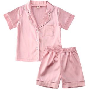 Kids Baby Jongens Meisjes Zijden Pyjama Nachtkleding Outfit Shirt + Broek Nachtkleding Set