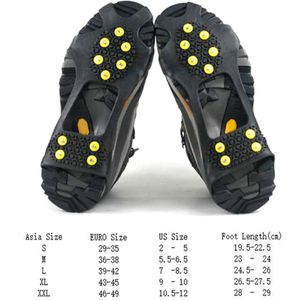 10 Studs Anti-Slip Ijs Spikes Voor Schoenen Ice Gripper Zwart Duurzaam Stretchy Sneeuw Stijgijzers Cleats Overschoenen Voor Outdoor klimmen