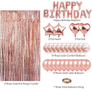 40Pcs Rose Gold Latex Gordijn Confetti Hart Folie Ballonnen Decor Liefde Happy Birthday