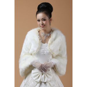 Bovenkleding Elegante Warm Faux Fur Ivory Bolero Bruiloft Wrap Shawl Bridal Jacket Coat Accessoires OJ00183