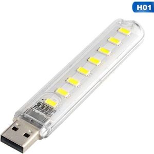 Draagbare Mini Usb Led Nachtlampje 8 Led Camping Lamp Voor Reading Lamp Laptops Computer Notebook Mobiele Oplader Warm wit