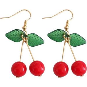 1 Paar Leuke Simulatie Red Cherry Zoete Resin Earring Rode Kleur Voor Vrouwen Meisje Student Fruit xmas