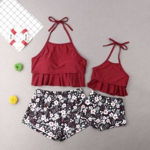 Moeder Dochter Badmode Bloemen Badpak Moeder Dochter Kleding Zwemmen Kostuum Vrouwen Bikini Set Meisjes Badmode Badpak