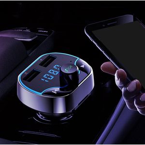 T24 Auto Fm-zender Dual Usb Fast Charger Voice Navigatie Auto Handsfree Call Bluetooth MP3 Speler