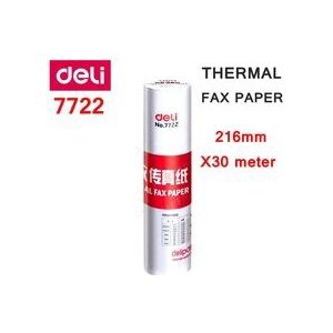 1 Roll Deli 7722 Thermische fax papier A4 216mm X 30meter Thermische fax papier 55g gecoat papier verpakking maat 216x50mm roll