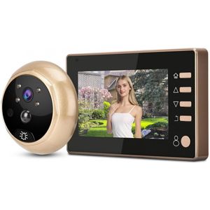 Deurbel Camera 4.3Inch Camera Deurbel Bewegingsdetectie Schieten Opname Display Video Kijkgaatje Viewer Ring Deurbel Deurbell