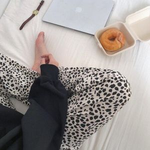 Vrouwen Slaap Bodems Oversized Baggy Leopard Thuis Broek Leisure Comfortabele Ademende Vrouwtjes Lounge Uitloper All-Match Trendy