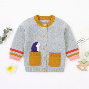 Kids Jongens Breien Truien Fall Jas Ronde Hals Lange Mouw Kleding Baby Baby Leuke Cartoon Hond Egel Print Winter Truien