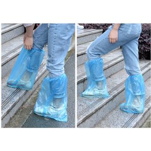 50 Paar Wegwerp Schoen Covers Waterdicht, Stofdicht, en Anti-Kiem Blauw Regen Schoenen En Laarzen Cover Plastic Lange Schoen Cover