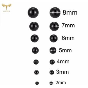 Punk 2-8Mm Ball Earring Mannen Vrouwen Meisjes Kleine Grote Zwarte Stud Oorbellen Set Minimalistische Jewelrywholesale