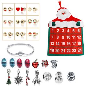Leuke Kerst Craft Zakken Kerstman Advent Kalender DIY 24 Dagen Charms Armband Kralen Oorstekers Set Kids Meisje Xmas