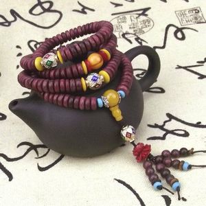 8X2Mm Tibetaans Boeddhisme 216 Paars Licht Sandelhout Gebed Bead Mala Ketting