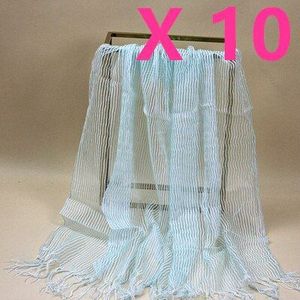 10 stuks, vrouwen Zijden Sjaal netto sjaals 30% zijde + 70% katoen (size: 52*150 cm)