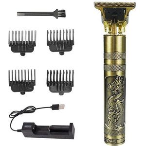 Golden Tondeuse Usb Oplaadbare Trimmers T9 Professionele Haar Afwerking Machine Elektrische Baard Scheren Graveren T-Outliner