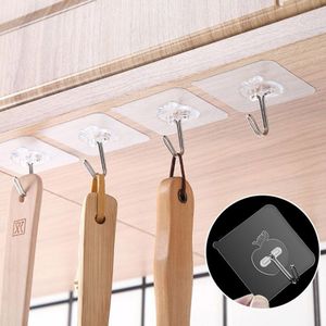 5Pcs Rvs Apple Vorm Transparante Naadloze Zelfklevende Haak Waterdicht Keuken Badkamer Sterke Steken Muur Haken