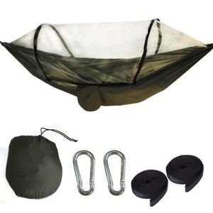 1-2 Persoon Draagbare Outdoor Hangmat Met Klamboe Parachute Camping Opknoping Slapen Bed Swing