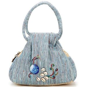 Alasir Vintage Borduurwerk Pauw Patroon Nationale Stijl Dames Canvas Mode Handtassen Retro Vrouwelijke Kleine Shell Tas
