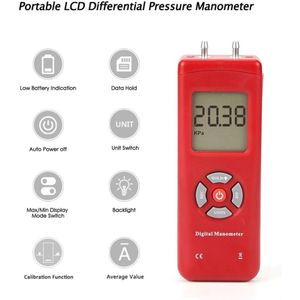 TL-100 Digitale Manometer Luchtdruk Meter Draagbare Manometers Handheld U-type Drukverschil Meter