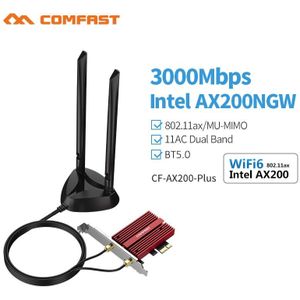 3000Mbps AX200 Plus 802.11AX Wifi 6 Pci-E Intel AX200 Netwerkkaart Bluetooth 5.0 Draadloze Wi-fi6 Pci Express Antena 5G Adapter