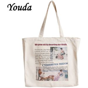 Youda Originele Canvas Vrouwen Boodschappentassen Mode Dames Schoudertas Klassieke Handtas Voor Vrouwelijke Zoete Stijl Meisjes Bakken