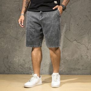 Mannen Plus Size Denim Shorts Losse Vijf-Point Broek Zomer Stretch Dikzak Broek Grote Maat Broek Zwart grijs