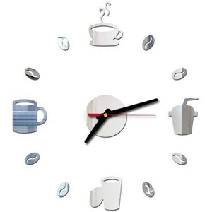 3D Wandklok Diy Horloge Klokken Acryl Spiegel Stickers Woonkamer Quartz Naald Europa Horloge Quartz Naald Klok Op De muur