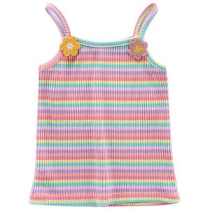 Zomer Baby Hemd Singlet Meisjes Shirts Voor Kinderen Cartoon Katoenen T-shirt Kleine Bloem Chromatische Streep Tops Hemden