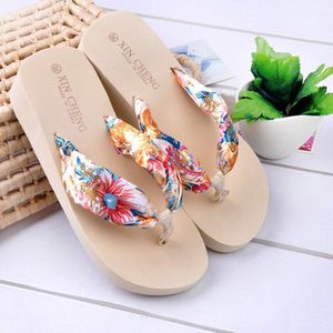 Vrouwen Schoenen Sliper Zomer Bohemen Bloemen Strand Sandalen Wedge Platform Thongs Slippers Slippers Zapatos De Mujer