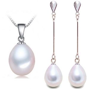 YIKALAISI 100% natuurlijke zoetwater parel sieraden set hanger oorbellen 925 sterling zilveren sieraden voor vrouwen beste cadeaus
