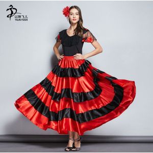 Flamengo Rok Vrouwen Rode Spaanse Flamenco Kostuums dame Buikdans Rok Volwassenen/Kinderen Stage Performance
