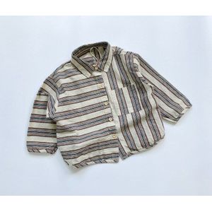 Herfst Kinderen Katoen Linnen Shirts Koreaanse Stijl Baby Jongens Kleding Gestreepte Lange Mouwen Peuters Kids Casual Shirts