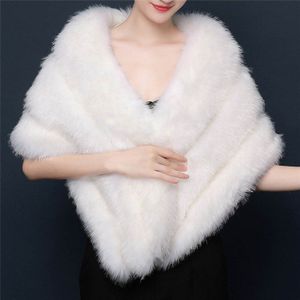 Warm Faux Fur Bruids Wrap Voor Trouwjurk Mooie Winter Mouwloze Sjaal Wrap Bolero Bruiloft Accessoires