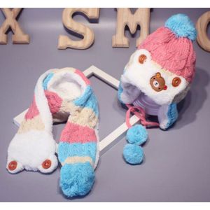 Winter Baby Muts Sjaal Set Voor Kinderen Meisjes Jongens Cartoon Mutsen En Sjaals Kind Pom Pom Knit Cap Warme Motorkap 2 stks Pak M2257