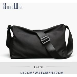 Xuanwei Unisex Mode Messenger Bag Zwarte Schoudertas Casual Sport Bag Zachte Doek Messenger Bag Kleine Dagelijkse