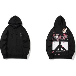 LENSTID Harajuku Ekster Kersenbloesems Anti Oorlog Kanji Print Trui Hoodies Hip Hop Streetwear Herfst Mode Sweatshirts