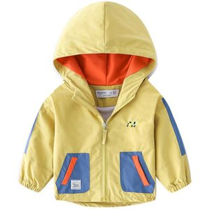 Jongen Jassen Kinderen Casual Mode Windjack Kleuraanpassing Lange Mouw Kapmantel Kinderen Lente Herfst Waterdichte Buitenste