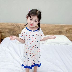 Zomer Meisjes Nachtjapon Pyjama Kinderen Nachthemd Daisy Print Ruches Leuke 100% Katoen Kind Baby Slapen Jurk Nachtkleding Gewaad