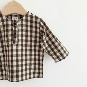 5460 Klassieke Plaid Peuter Kids Shirts Lange Mouw 0-24M Baby Jongens Casual Blouse Herfst Lente Peuter Meisje tops Shirts