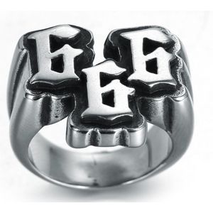 Europese en Amerikaanse mannen punk rvs digitale 666 ring titanium stalen ring sieraden