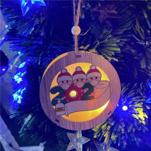 Lichtgevende Kerst Ornamenten Houten Led Licht Quarantaine Survivor Familielid Opknoping Hanger Kerstboom Decoratie