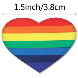 Mode Gestreepte Hartvormige Sticker Regenboog Hart Lint Sticker Multifunctionele Stickers Voor Decoratie