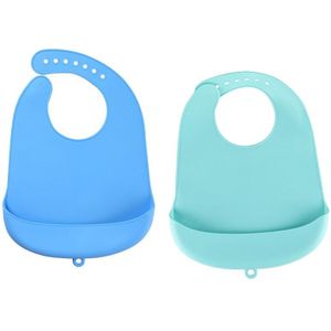 2 stuks Siliconen Bib voor Baby Peuter Verstelbare Waterdicht Kinderen Slabbetjes Zachte Voeden Schort Houdt Vlekken Off Babador De Bebe