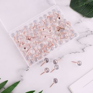 100 Stks/set Rose Gold Pushpins Thumb Punaise Board Ronde Bal Tekening Muur Studs School Kantoorbenodigdheden