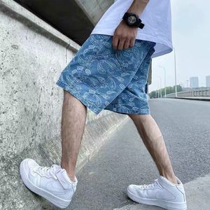 Zomer Hip Hop Mannen Korte Jeans Vintage Streetstyle Bandana Paisley Patroon Denim Shorts Toevallige Mannelijke Kleding