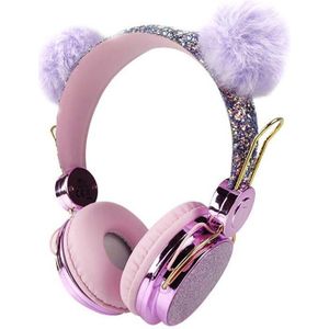 Kids Usb 3.5Mm Hoofdtelefoon Koptelefoon On Ear Wired Pluche Kat Oren Stereo Headsets Hoofdband Computer Tablet Kid Baby Kind oortelefoon